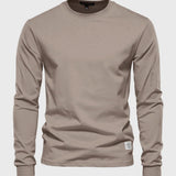 Men's lightweight cotton blend crewneck sweatshirt in khaki, size 3XL, featuring long sleeves and a solid color design.