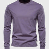 Men's purple lightweight cotton blend crewneck sweatshirt in solid color, size 3XL, featuring long sleeves and a comfortable fit.