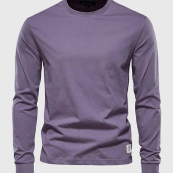 Men's purple lightweight cotton blend crewneck sweatshirt in solid color, size 3XL, featuring long sleeves and a comfortable fit.