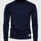 Men's dark blue lightweight cotton blend crewneck sweatshirt, size 3XL, featuring long sleeves and a solid color design.