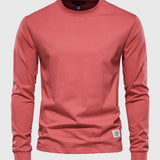 Men's lightweight red cotton blend crewneck sweatshirt in size 3XL with long sleeves and a solid color design.