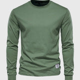 Men's lightweight cotton blend crewneck sweatshirt in solid green, size 3XL, featuring long sleeves and a comfortable fit.