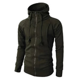 Men's lightweight gray zipper hoodie in slim fit, featuring a hood, long sleeves, and a front zipper closure, displayed in a black color variant, size 3XL.