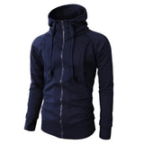 Men's lightweight gray zipper hoodie with slim fit design, shown in a marine blue color, featuring long sleeves and a collar, suitable for casual fashion.