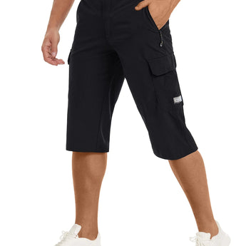 Men's black lightweight cargo shorts with multiple pockets, designed for summer, in size 3XL.