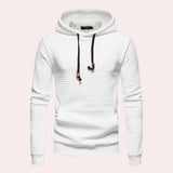 Men's lightweight white quilted hoodie with a stylish and textured design, featuring long sleeves and a comfortable collar in a 2XL size, shown on a neutral grey background.