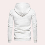 Men's lightweight white quilted hoodie with a stylish textured design, featuring a collar and long sleeves.