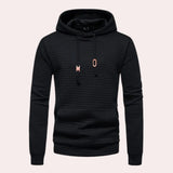 Men's lightweight black quilted hoodie in size 2XL, featuring a stylish and textured design with a hood, long sleeves, and a comfortable fit.