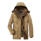 Men's navy blue insulated parka with faux fur hood, featuring a Cachi color, available in 3XL size, showcasing a cozy collar and long sleeves for warmth.