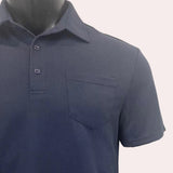 Men's navy blue polo shirt paired with matching shorts, featuring a casual and breathable design suitable for summer wear.