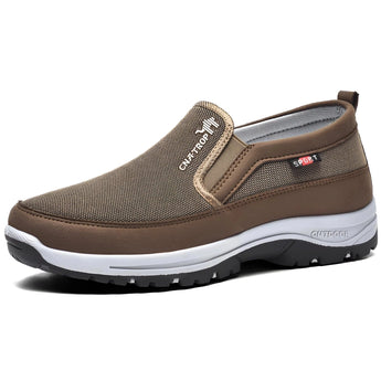 Men's navy blue waterproof slip-on walking shoes with a lightweight and anti-slip design, suitable for outdoor activities and casual wear.