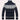 Men's Nordic wool sweater in dark blue with snowflake pattern and turtleneck collar, featuring long sleeves and intricate textile design.