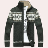 Men's dark blue Nordic wool sweater with a snowflake pattern, featuring a turtleneck and long sleeves.