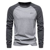 Men's light gray and black raglan sweatshirt with long sleeves, featuring a stylish autumn pullover design and comfortable fit in size 4XL.