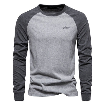 Men's light gray and black raglan sweatshirt with long sleeves, featuring a stylish autumn pullover design and comfortable fit in size 4XL.