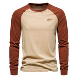 Men's olive green and black raglan sweatshirt with long sleeves and crew neck, designed for autumn wear in size 4XL.