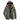 Men's olive green fleece-lined tactical winter jacket with pockets, featuring a fur-lined collar and long sleeves.