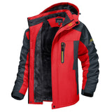 Men's olive green waterproof insulated winter parka with hood, featuring long sleeves and a warm, protective design for cold weather.