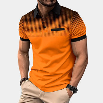 Men's orange moisture-wicking quick-dry athletic shirt in XL size, featuring short sleeves and a comfortable fit, designed to keep you dry during workouts.