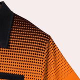 Men's orange moisture-wicking quick-dry athletic shirt with short sleeves, featuring a lightweight fabric designed for comfort and breathability during workouts.