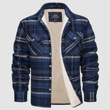Men's blue and gray plaid flannel shirt with long sleeves, featuring a tartan pattern, a collar, and suitable for casual wear in a 2XL size.