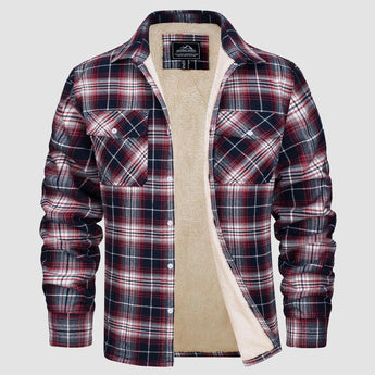 Men's long sleeve tartan plaid flannel shirt in orange, featuring a white and red color pattern, size 2XL, with a collar and button-down design.