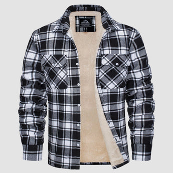 Men's orange plaid flannel shirt with a tartan pattern, featuring long sleeves and a collar, in size 2XL.