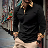 
A 3XL men's orange polo shirt in a slim fit design, featuring long sleeves suitable for fall fashion. The image displays the shirt worn by a model highlighting the collar and sleeve details.