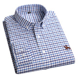 Men's premium blue plaid dress shirt featuring a button-down collar and long sleeves, in a 3XL size, with an electric blue and grey plaid pattern.