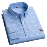 Men's premium blue plaid dress shirt featuring a long sleeve design and button-down collar, in a bright electric blue color, size 3XL.