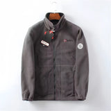 Men's gray high-neck full zip fleece jacket in size 3XL, featuring long sleeves and a warm collar, suitable for winter wear.