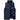 Men's marine blue insulated puffer vest, lightweight and water-resistant, with a high collar and button details, designed for outdoor activities like hiking.