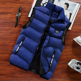 Men's blue insulated puffer vest, lightweight and water-resistant, suitable for hiking, shown in size 8XL.