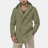 Men's oversized hoodie in light green with a camouflage pattern, featuring long sleeves, a comfortable fit, and a stylish collar, perfect for street style fashion.