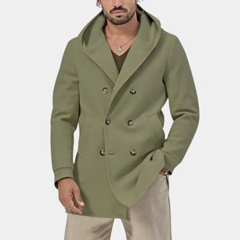 Men's oversized hoodie in light green with a camouflage pattern, featuring long sleeves, a comfortable fit, and a stylish collar, perfect for street style fashion.