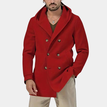 Men's red oversized hoodie in XL size with long sleeves, featuring a soft fabric and a relaxed fit perfect for street style fashion.