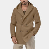 Men's khaki oversized hoodie in street style, featuring soft fabric and a loose fit, suitable for casual wear.