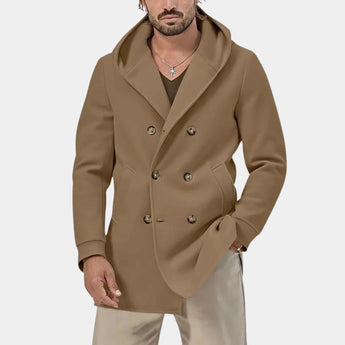 Men's khaki oversized hoodie in street style, featuring soft fabric and a loose fit, suitable for casual wear.