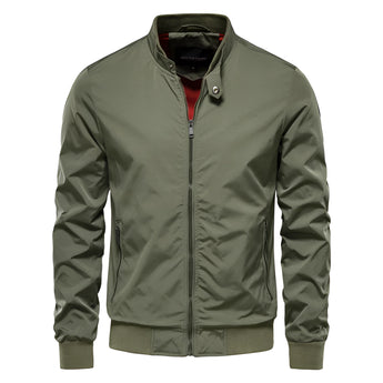 Men's Slim Fit Green Bomber Jacket in 5XL, featuring a lightweight urban style with a sleek design, ribbed collar and cuffs, and long sleeves, ideal for casual or sporty occasions.