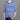 Men's slim fit long sleeve crew neck tee in blue with black and white stripes, shown on a person wearing jeans.