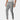 Men's slim-fit gray plaid trousers with a black side stripe, focusing on the waist and leg area, highlighting the plaid pattern and fitted design.