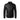 Men's black slim fit leather jacket in a motorcycle style with a collar, long sleeves, and stylish detailing. The jacket is displayed on a mannequin or model, highlighting its structure and fit in an XL size.