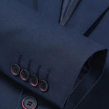 Men's slim fit navy blue blazer designed for formal evening events and parties, featuring a sleek and modern style.