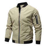Men's lightweight slim fit navy bomber jacket with a casual and stylish design, featuring long sleeves, a collar, and a zippered front, shown in size 3XL with a discreet cachi color accent.