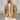 Men's tan teddy bear hoodie in khaki XL, faux fur zip-up fleece jacket showing front view with sleeves, collar, and neck detail, in beige color.