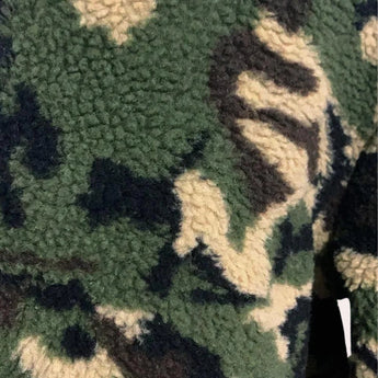 Men's thermal outdoor camo hoodie in a forest military pattern featuring a brown and green camouflage design, long sleeves, and suitable for outdoor activities.