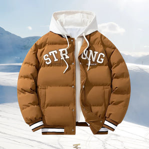 Men's Thick Hooded Puffer Jacket - Insulated Double Layer