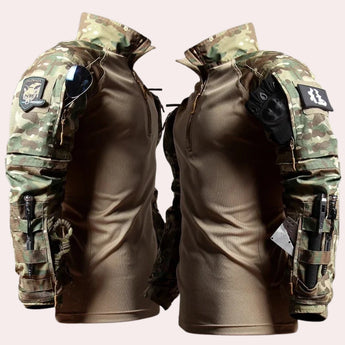 Men's urban camouflage tactical jacket featuring a lightweight mesh material, front zipper closure, long sleeves, and a protective collar, designed in a 3XL size. The jacket has a versatile and functional style suitable for urban environments.