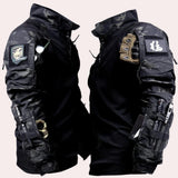 Men's black urban camo tactical jacket in 3XL, featuring a lightweight mesh material with a zipper front, designed for sports or workwear purposes.