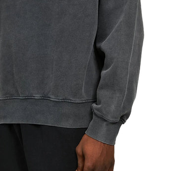 Men's vintage wash charcoal crew neck sweatshirt with relaxed fit, featuring long sleeves and a casual grey tone.